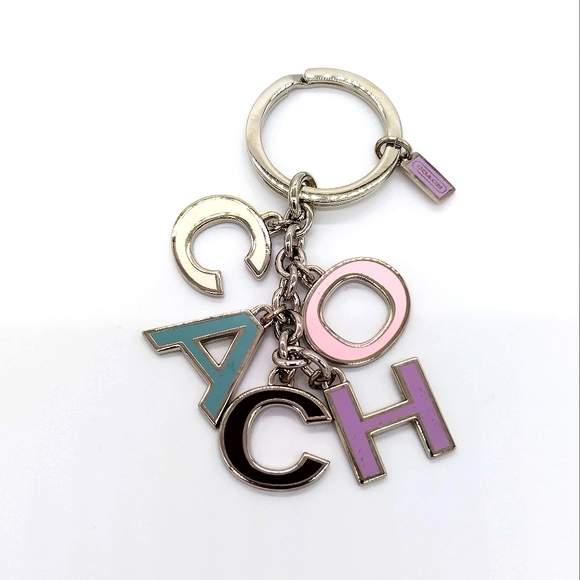 Vintage COACH Rare Pastel Letters Fob Multi Purse Charm Keychain Fob - Picture 3 of 7